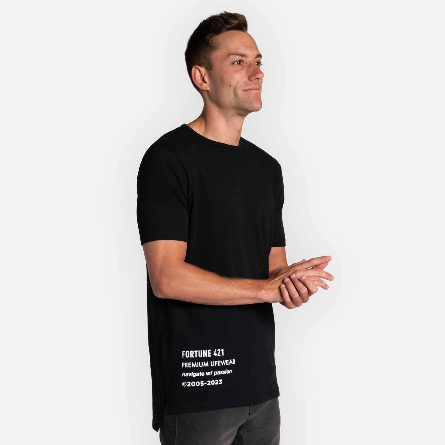 Character Tee Split Hem - Black