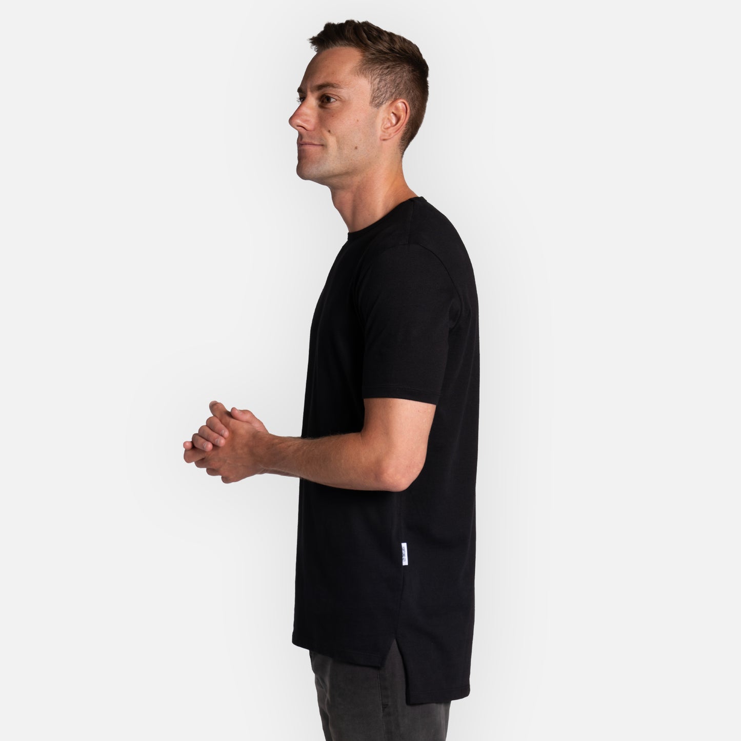 Character Tee Split Hem - Black