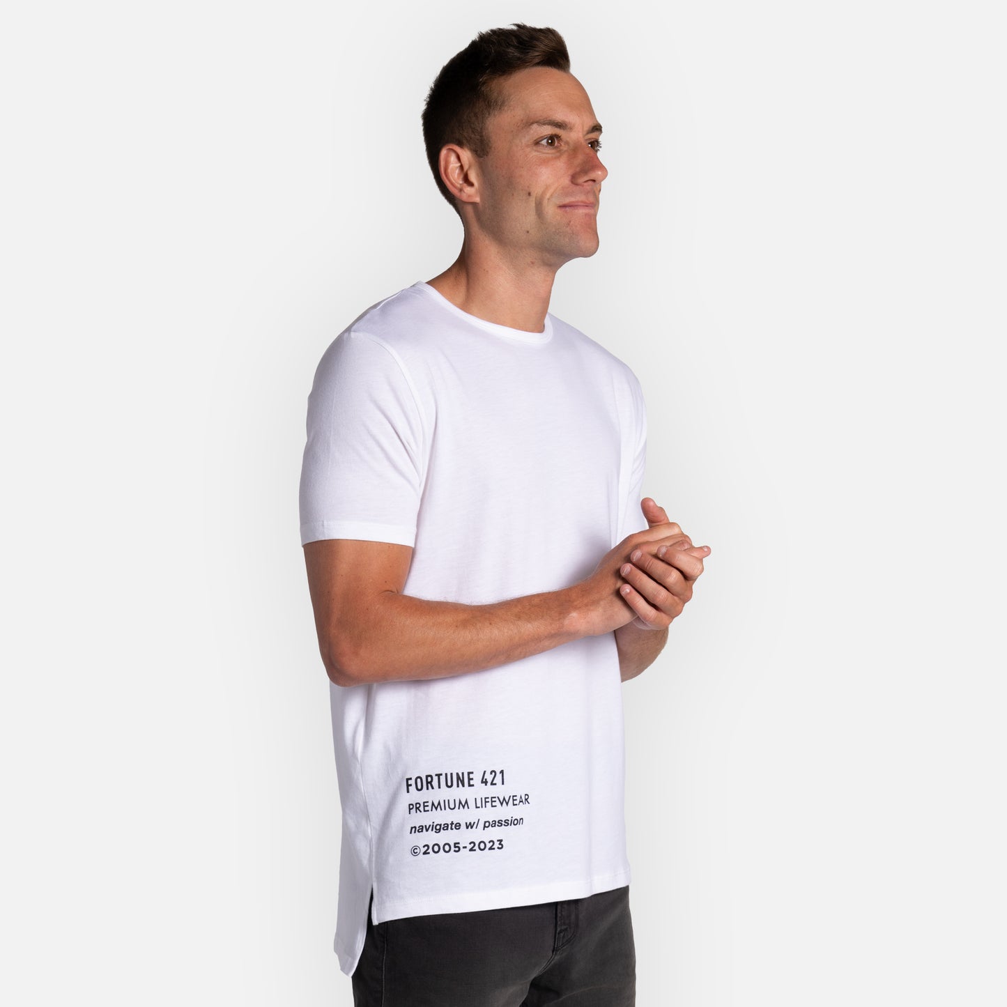 Character Tee Split Hem - White