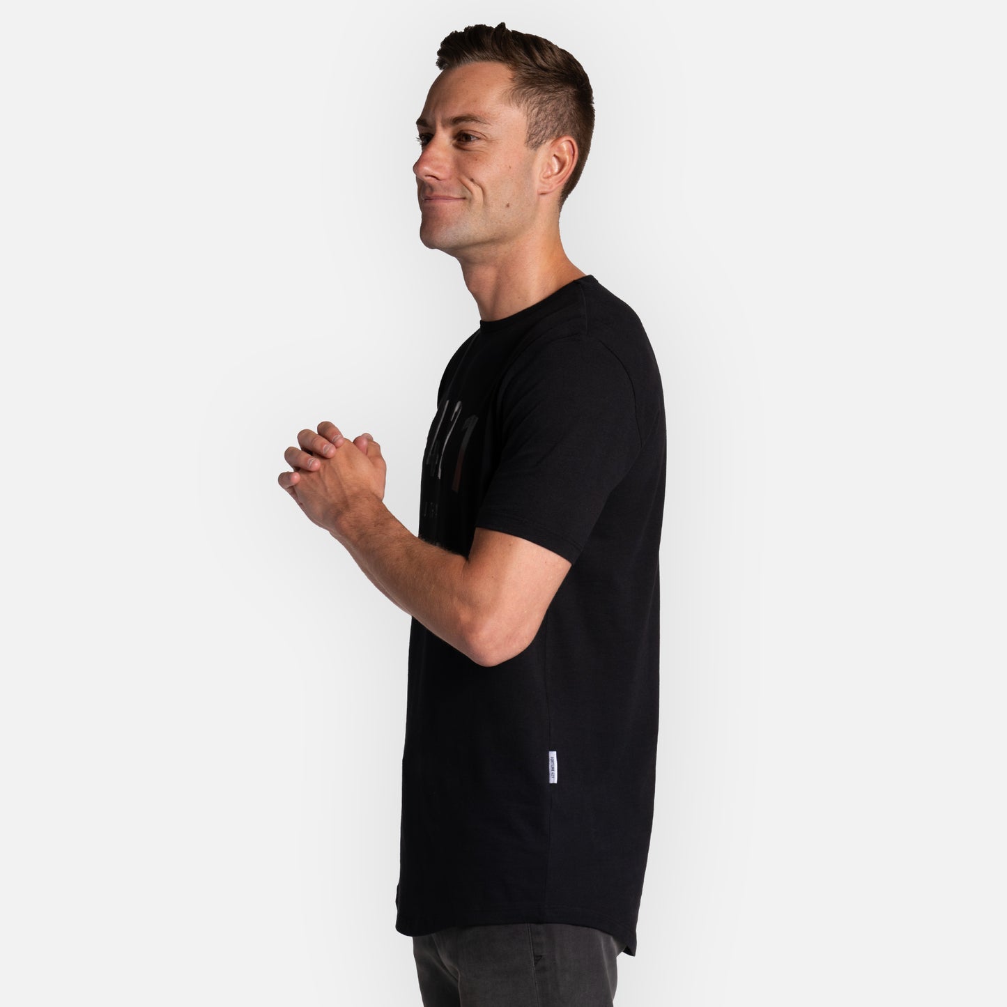 Region Tee Curved Hem - Black