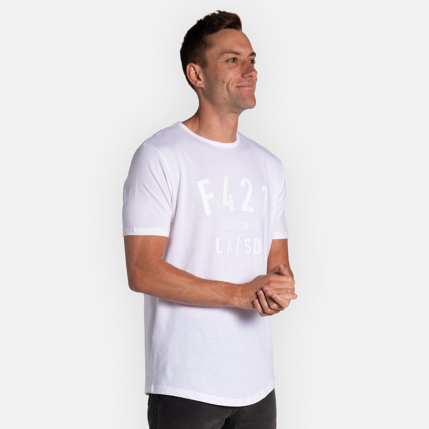 Region Tee Curved Hem - White